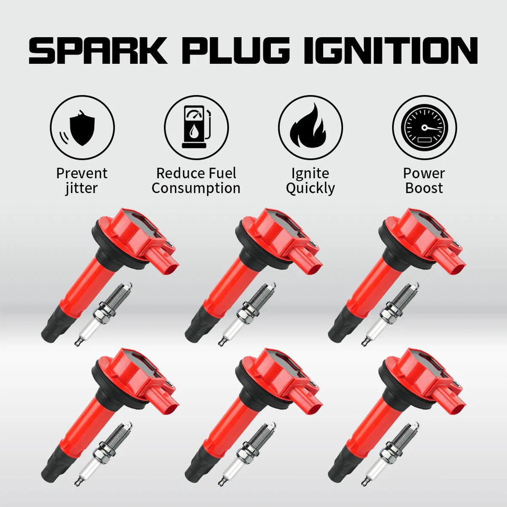 6X OEM Ignition Coils + Spark Plugs for Ford Lincoln Mazda 3.7L 3.5L V6 UF553