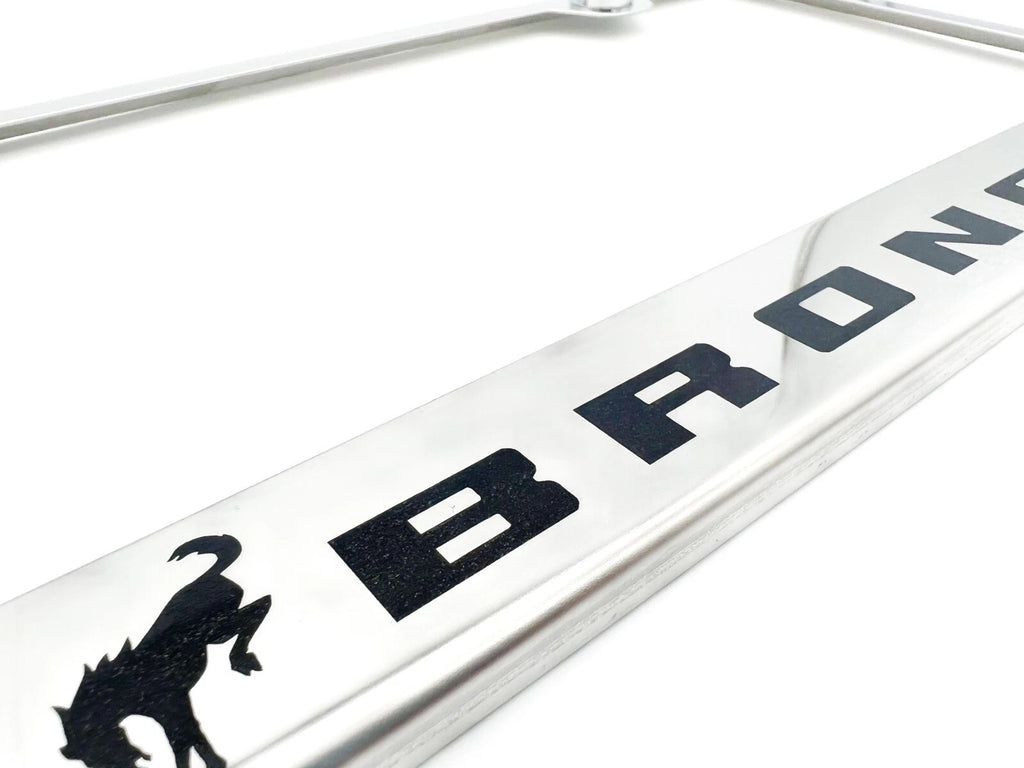 Chrome Stainless License Plate Frame for 2021–2025 Ford Bronco Script Logo