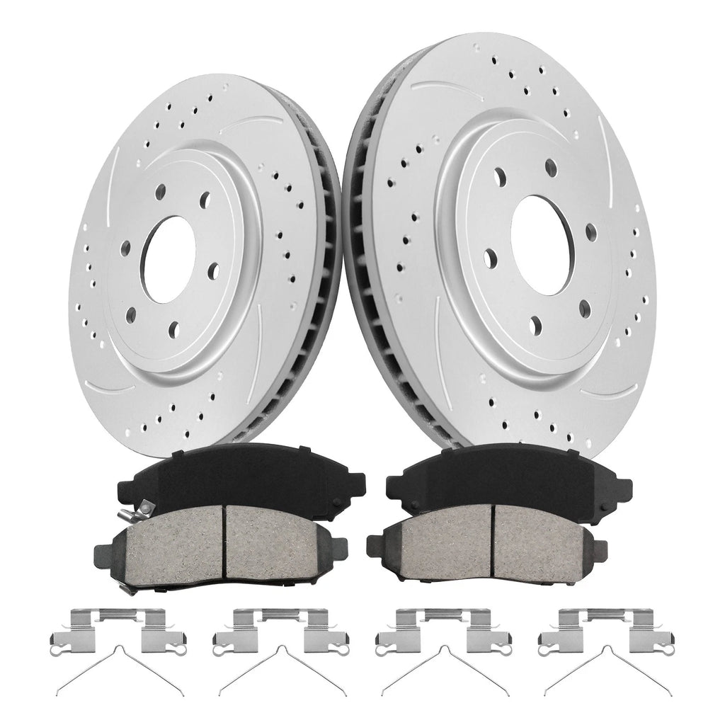 Front Drilled Rotors Brake Pads Kit for Nissan Pathfinder Frontier Xterra (2005–2019)