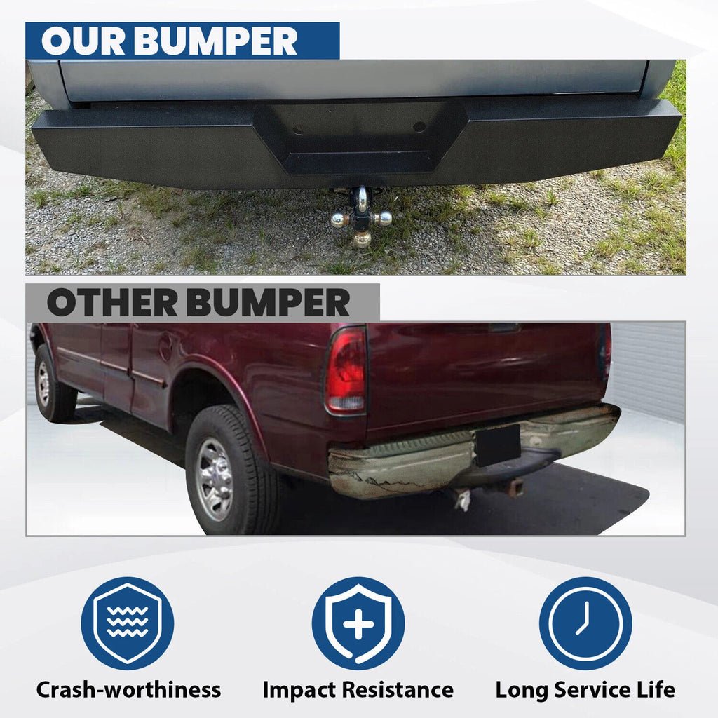 Steel Rear Bumper Assembly for Ford F150 F250 F350 F-Series (1973–1997)