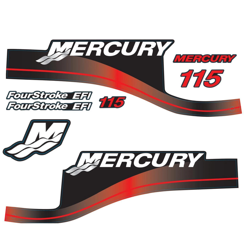 Outboard Motor Decals for Mercury 115hp (with M Domed Sticker Red)