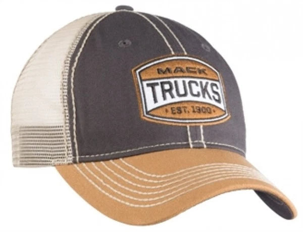 Mack Gold Bulldog Patch Cap for Semi Truck (Mesh Ball Back)