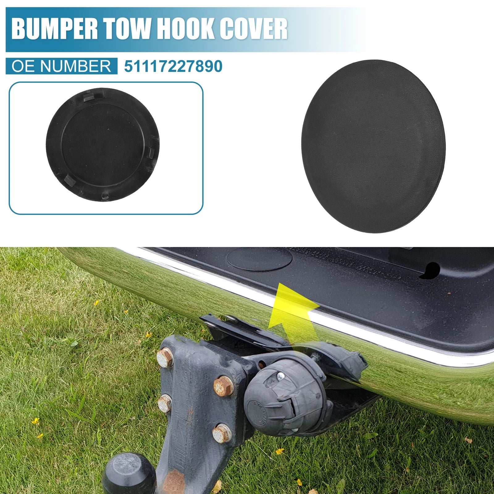Tow Hook Cover for Dodge Ram 1500-3500 (2010–2023) 68495076AA, Black