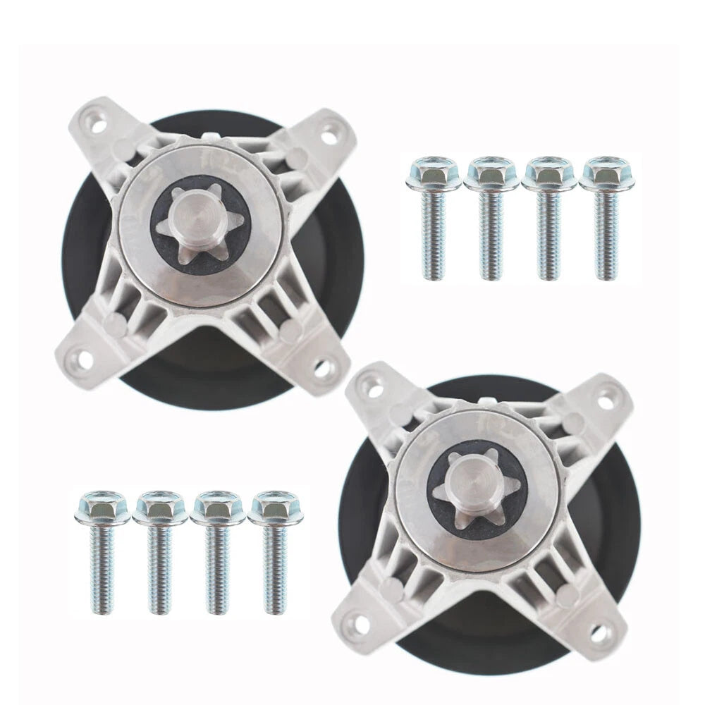 Set of 2 Spindle Assemblies with Pulley Bolt for Troy Bilt MTD