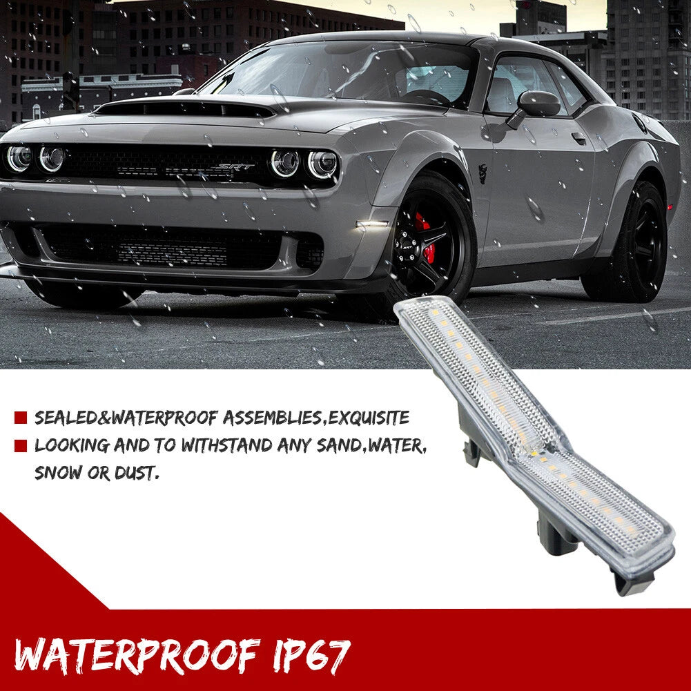 2X White LED Front Side Marker Lights for Dodge Challenger (2018–2022)