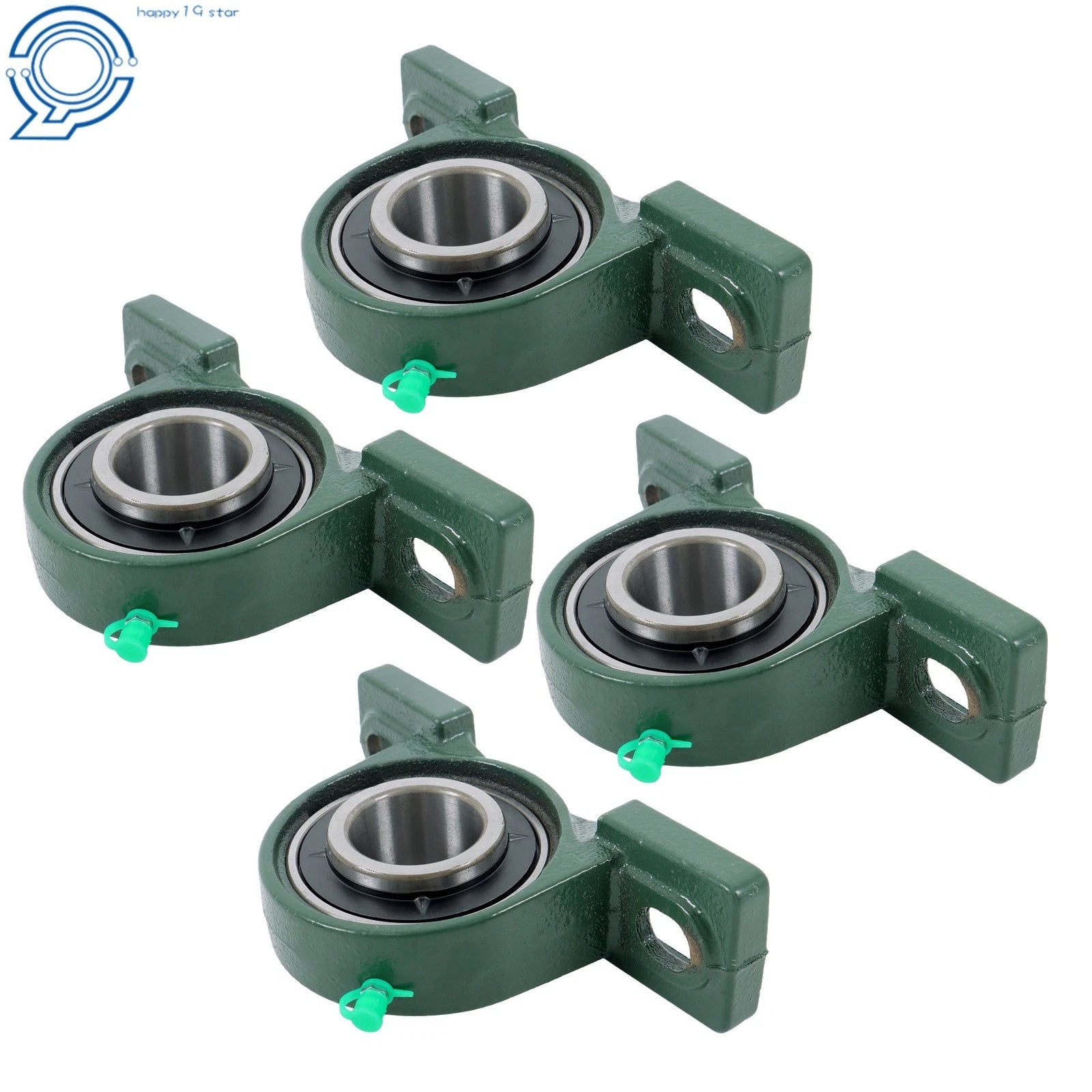 Set of 4 UCP208-24 Pillow Block Bearings for 2-Bolt Solid Base (Self-Aligning)