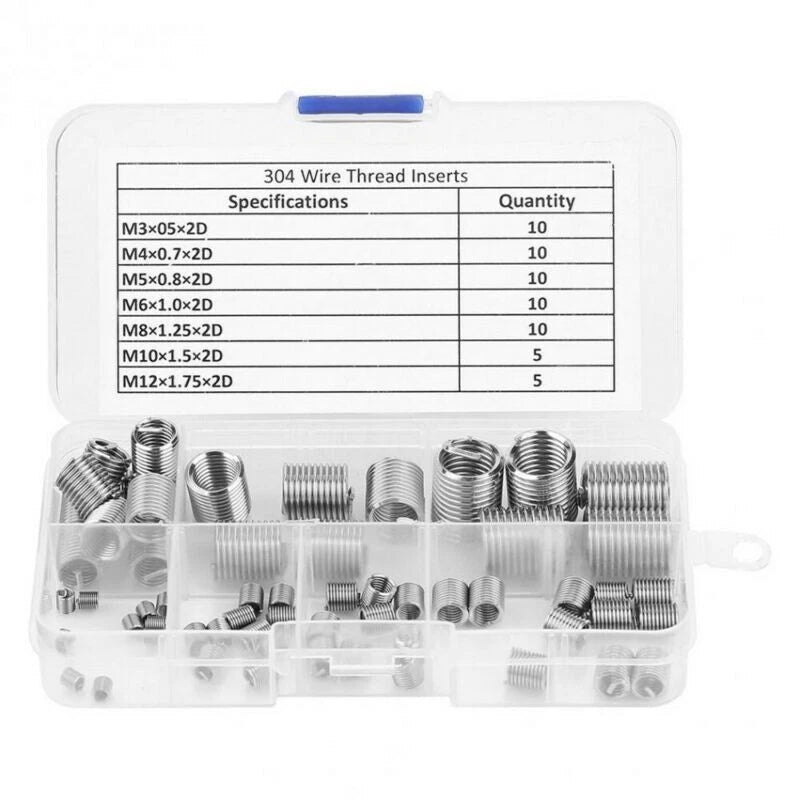 60Pcs Metric Thread Repair Insert Kit M3-M12 for Automotive (Helicoil)
