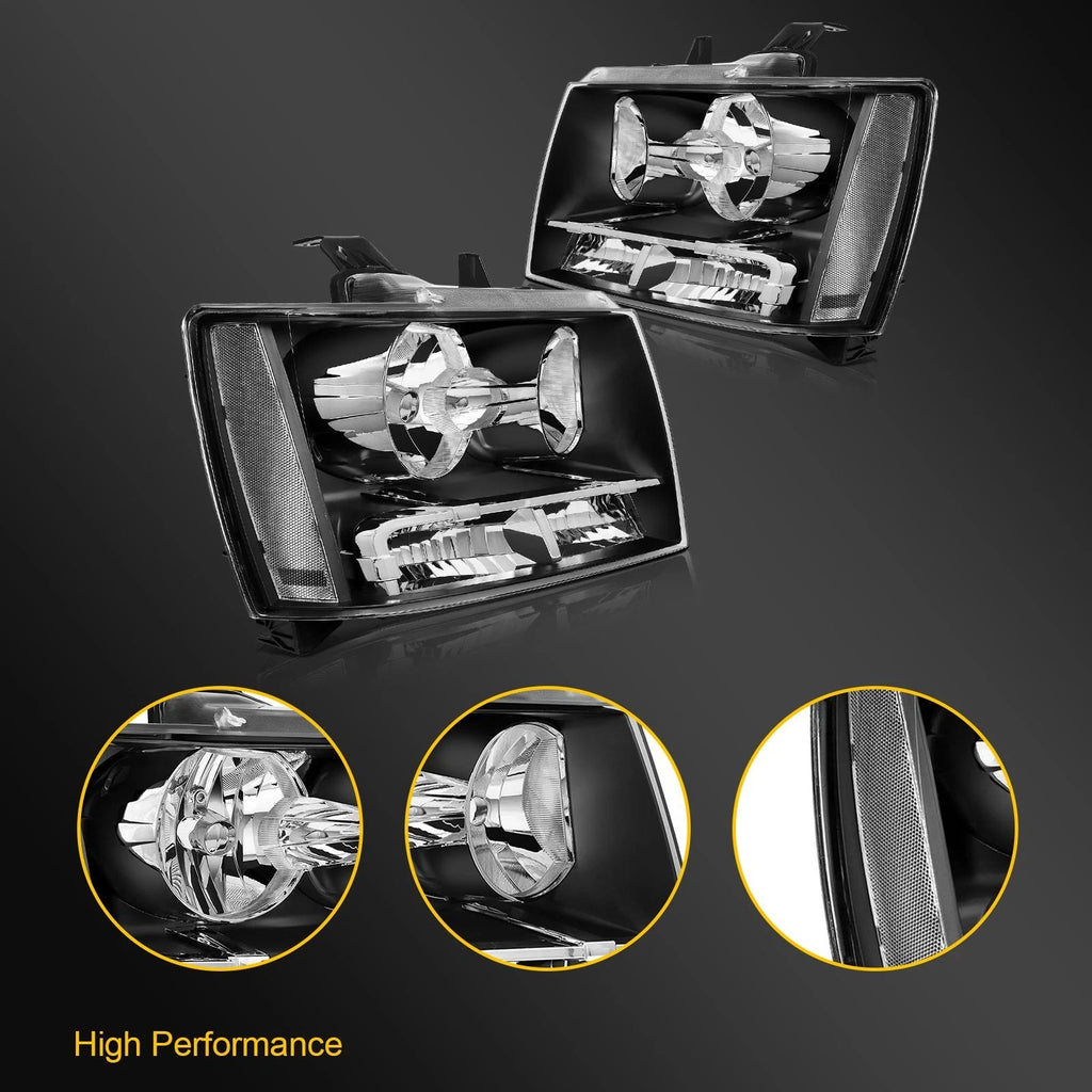 Set of 2 Headlight Assemblies for Chevy Avalanche Suburban Tahoe