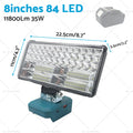 8in LED Work Light for Makita 18V Li-Ion Battery Flashlight (Compatible)