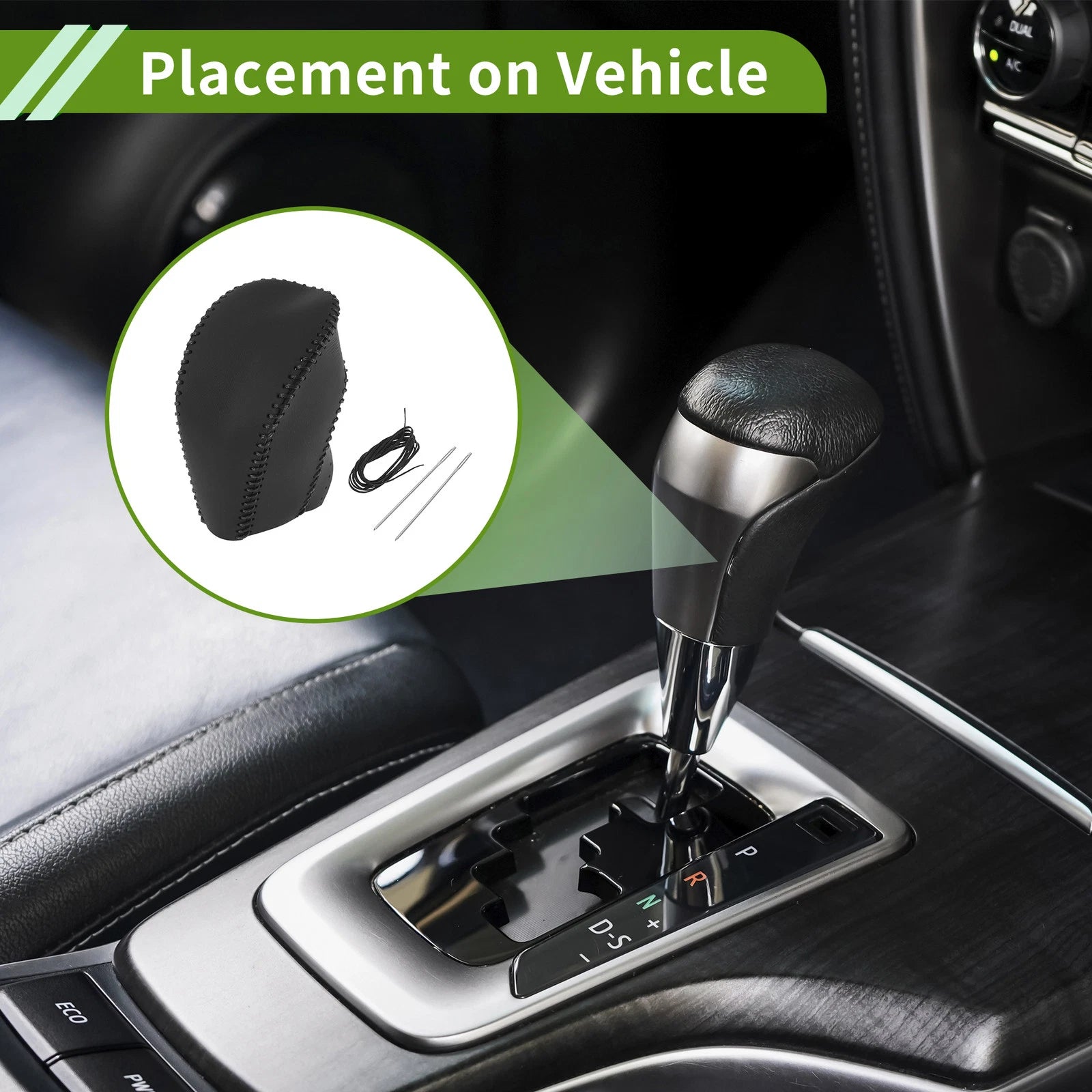 Gear Shift Knob Cover for Toyota Highlander (2008–2013) Black Faux Leather