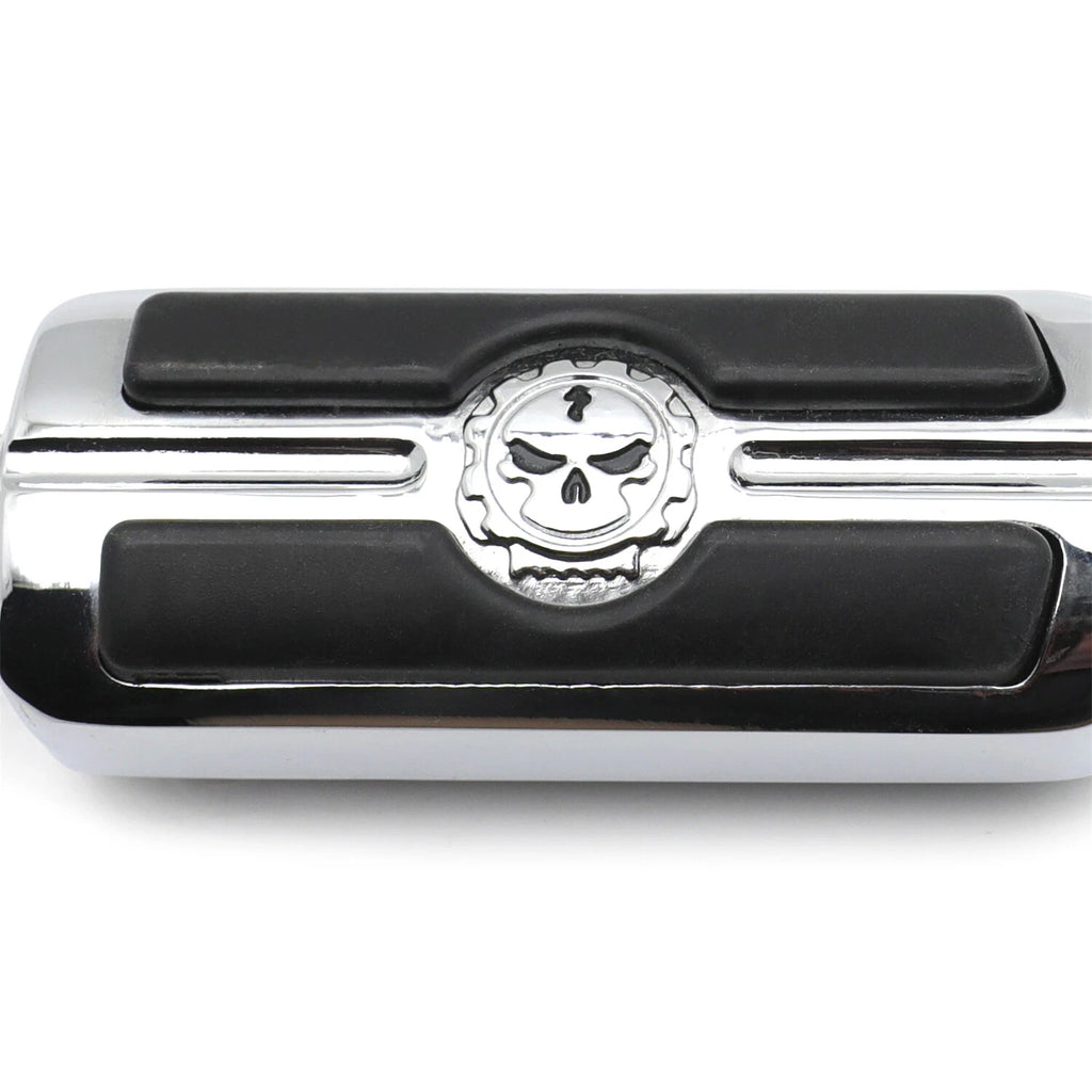 Chrome Angled Adjustable Skull Foot Peg for 1.25" Engine Guard Frame Tube