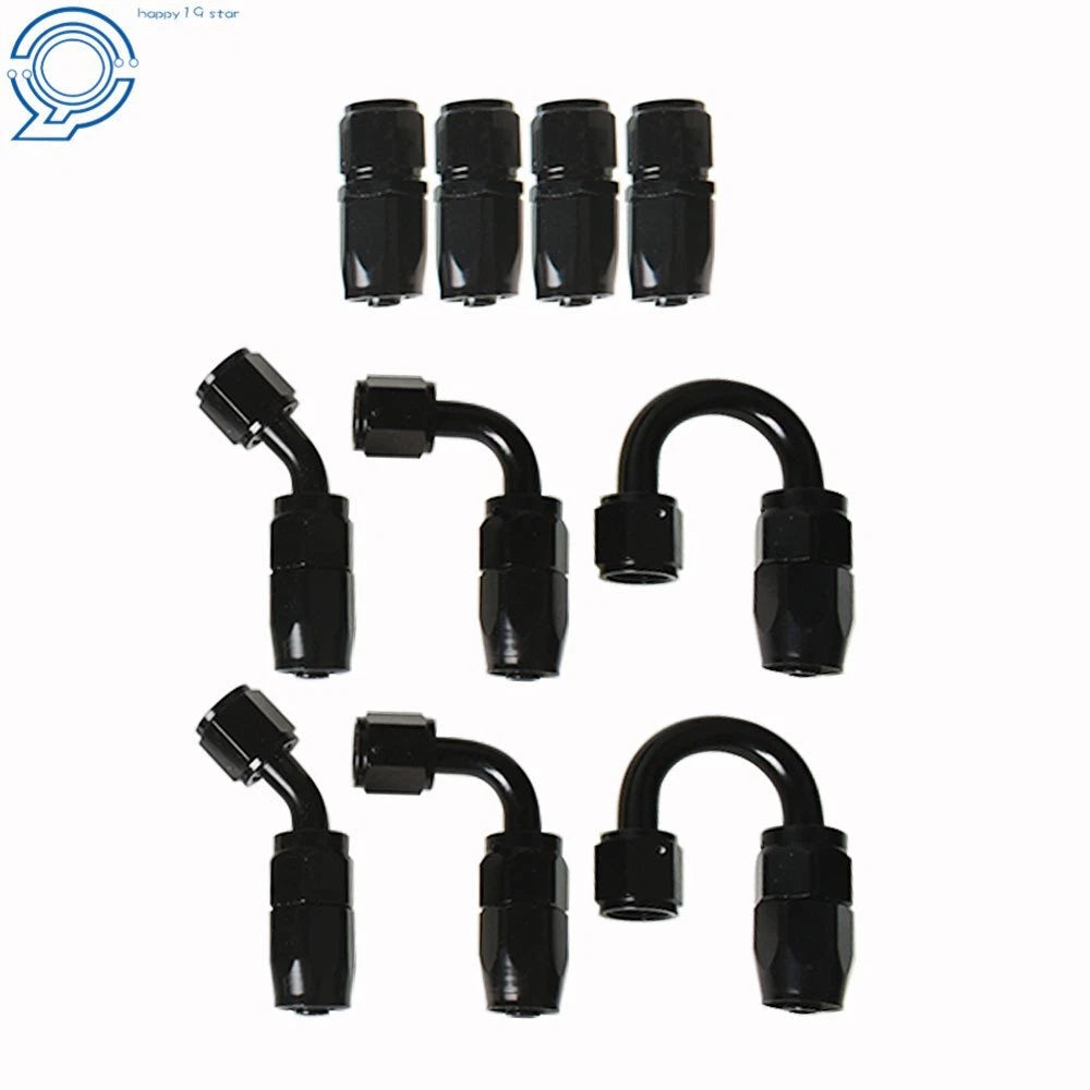 Set of 4 Braided Fuel Hose Lines with Swivel Hose End Fittings