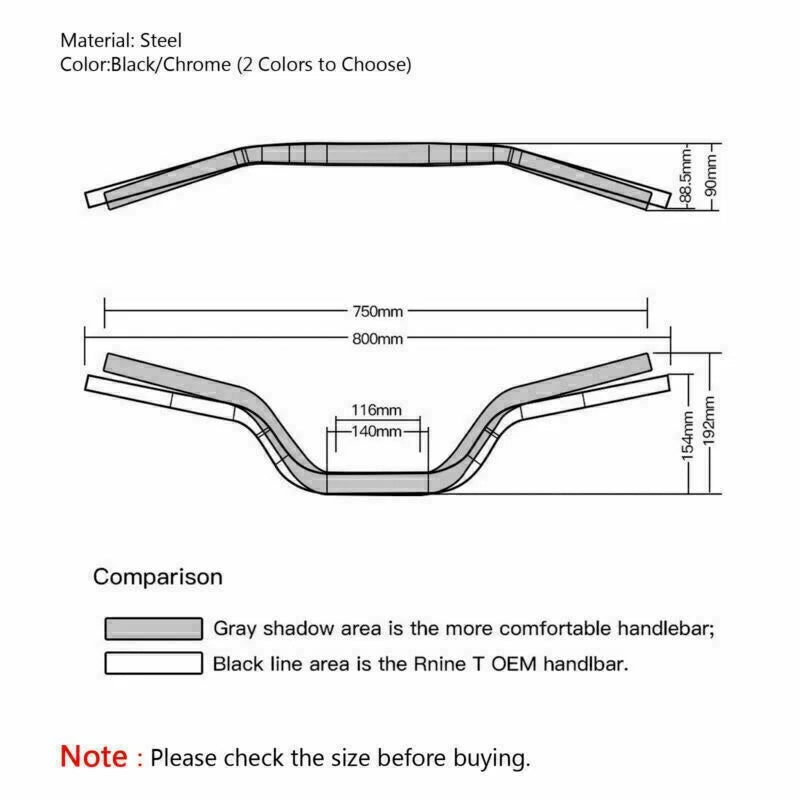 22mm R Motorcycle Handlebars for BMW C (2017–2018) SP Drag 7/8" High-Rise