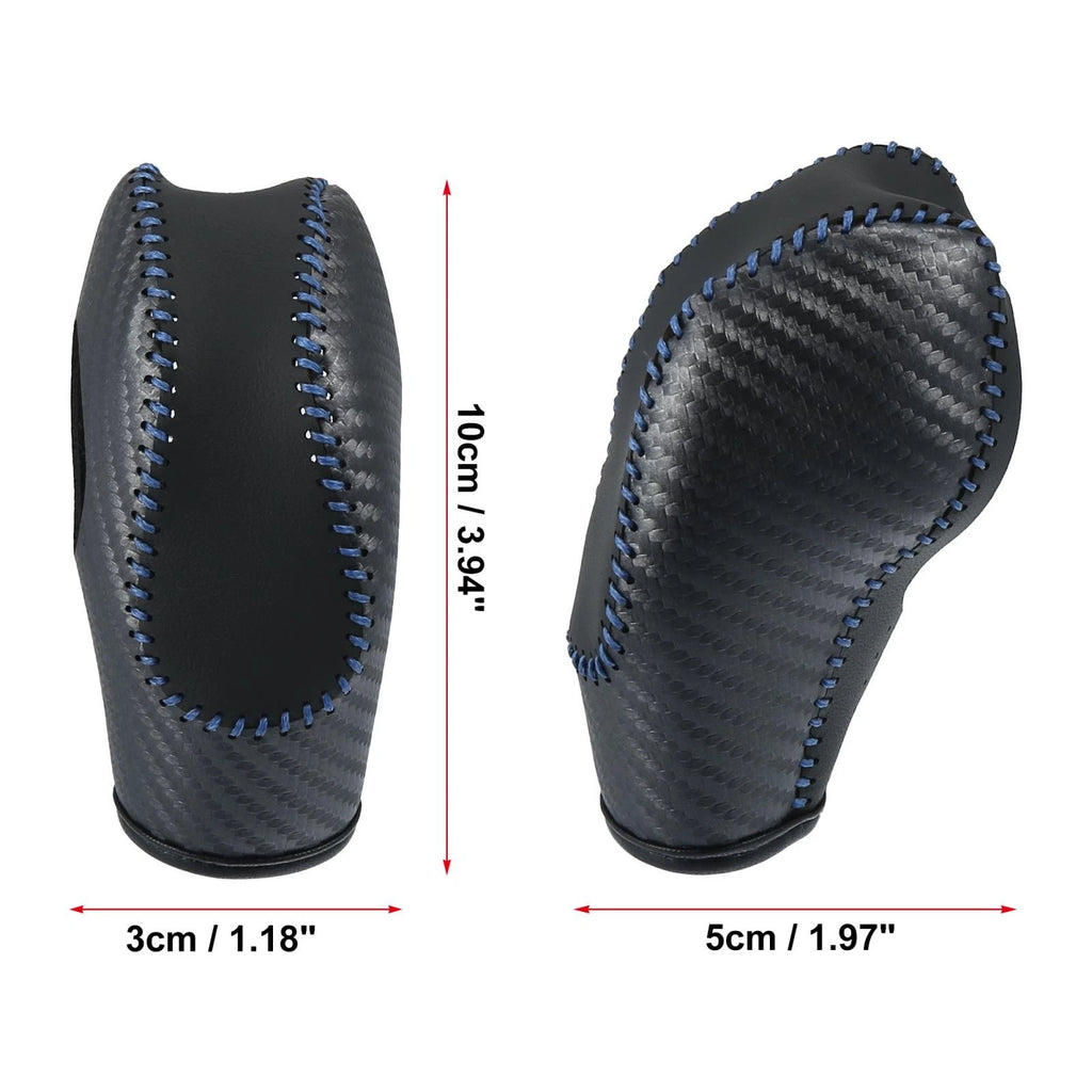 Gear Shift Knob Cover for Toyota C-HR (2018–2019) - Black Faux Leather, Blue Stitches