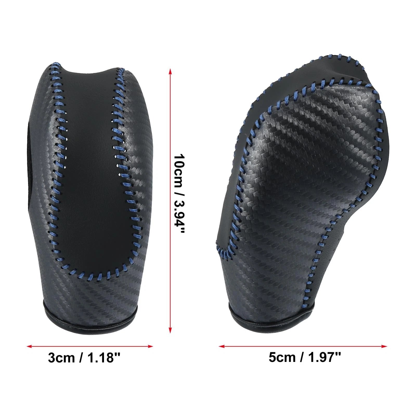 Gear Shift Knob Cover for Toyota C-HR (2018–2019) - Black Faux Leather, Blue Stitches
