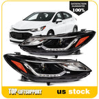 Pair Headlight Assembly for Chevy Cruze (2016–2019) LED DRL
