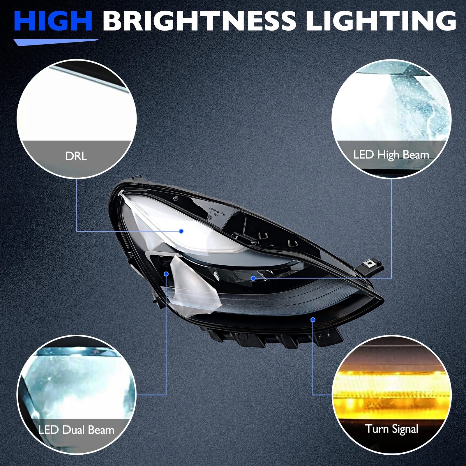 Headlight Lamp Assembly for Tesla Model 3 Y (2021-2023)