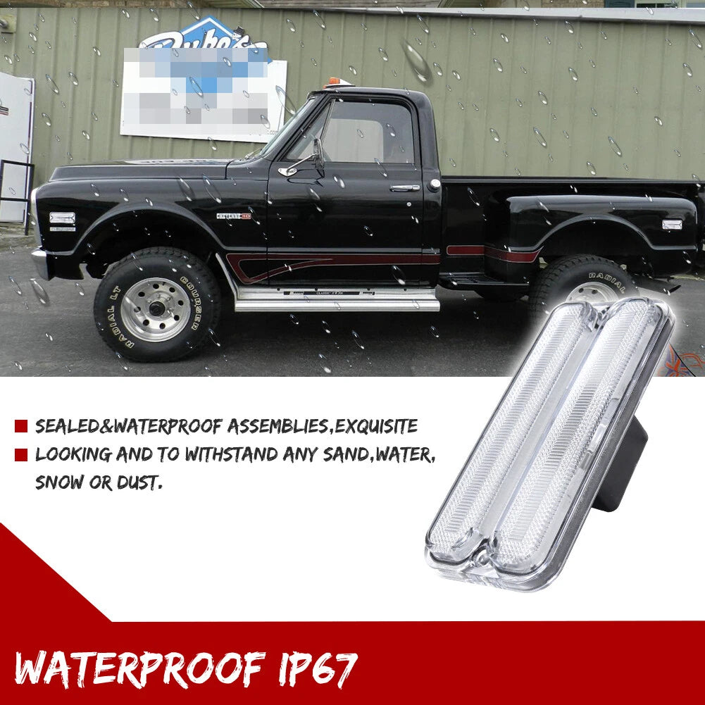 Clear Euro Style Side Marker Lights for Chevy GMC Truck (1968–1972)