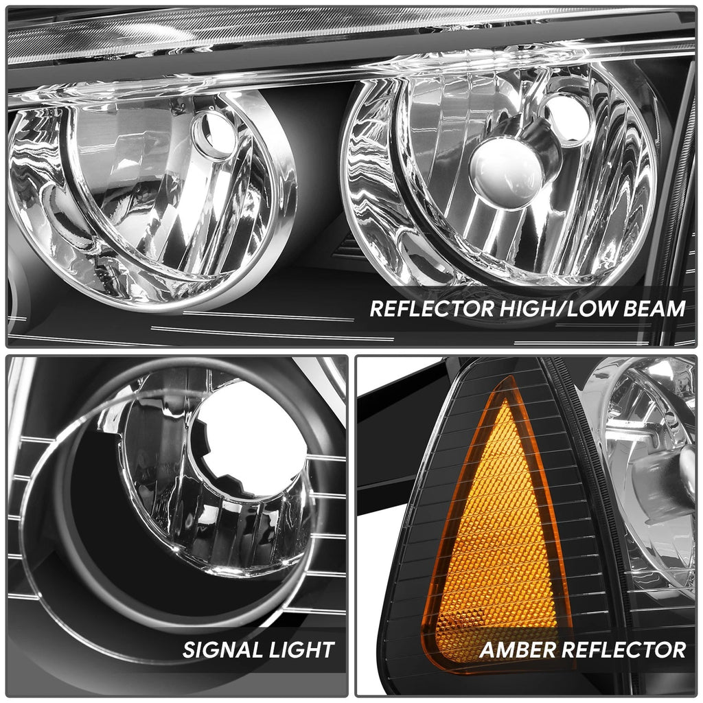 Pair of Black Housing Headlights with Amber Turn Signal for Dodge Charger (2006–2010)