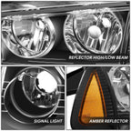 Pair of Black Housing Headlights with Amber Turn Signal for Dodge Charger (2006–2010)