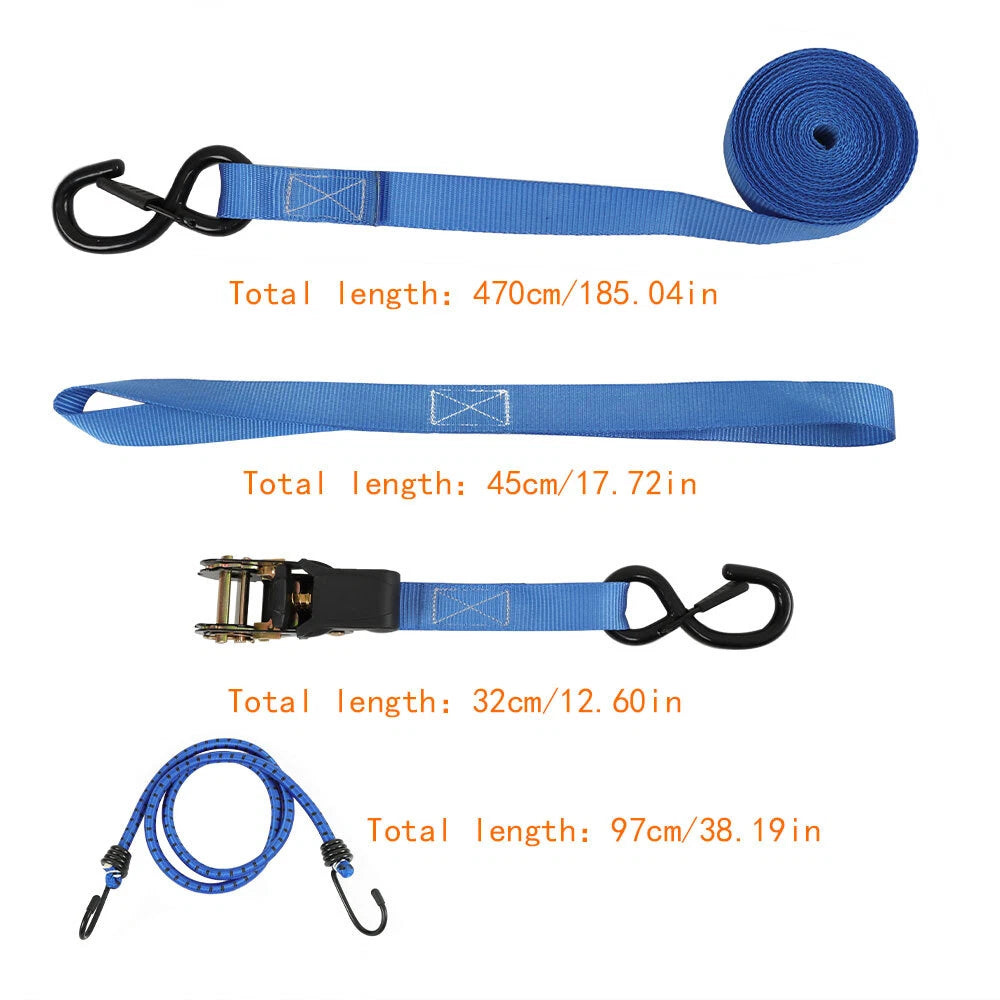Set of 4 Ratchet Tie Down Straps for Trucks (15 FT)
