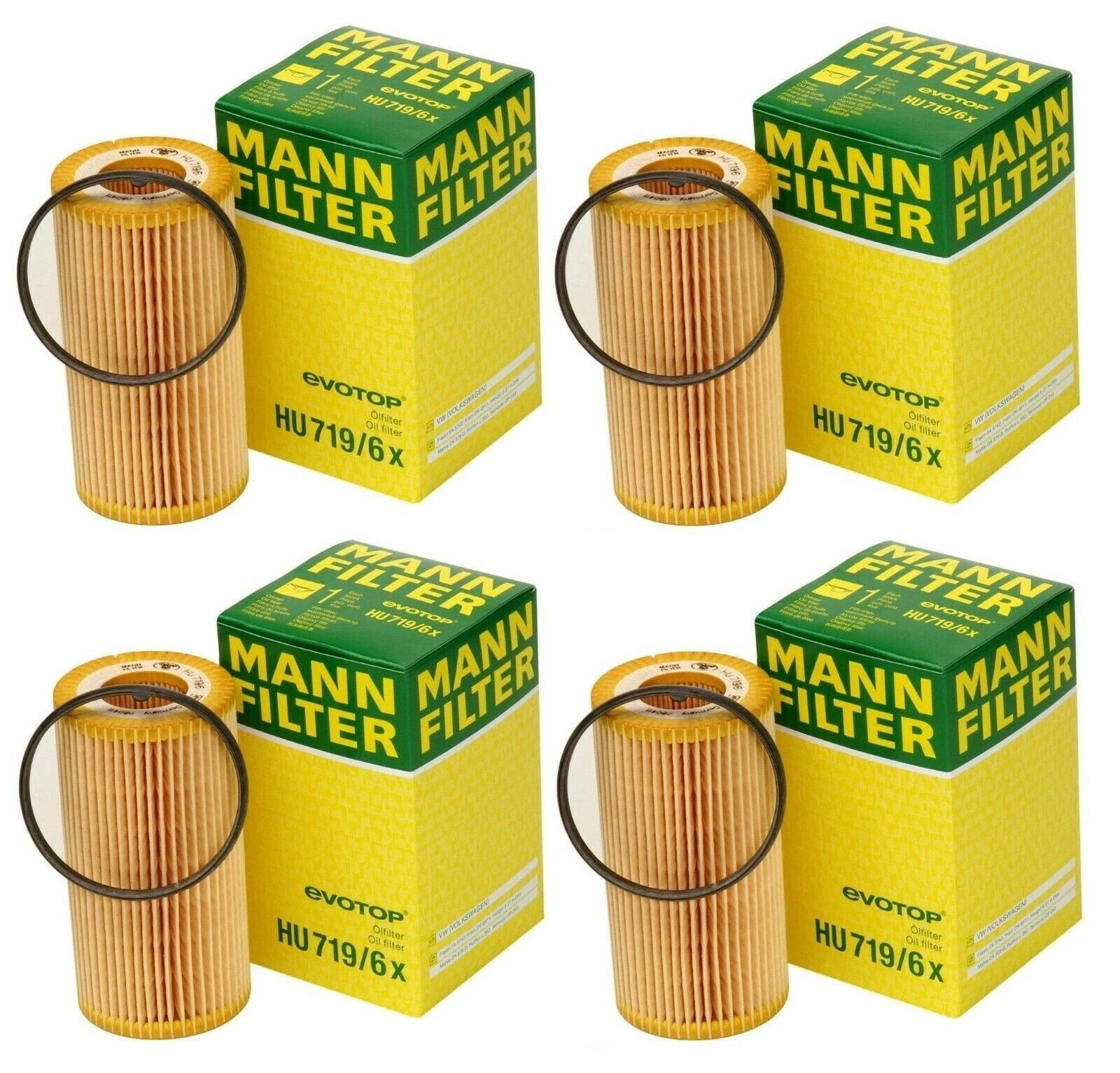 Set of 4 Engine Oil Filters for VW Beetle Bora Eos Golf Jetta Audi A3 RS3