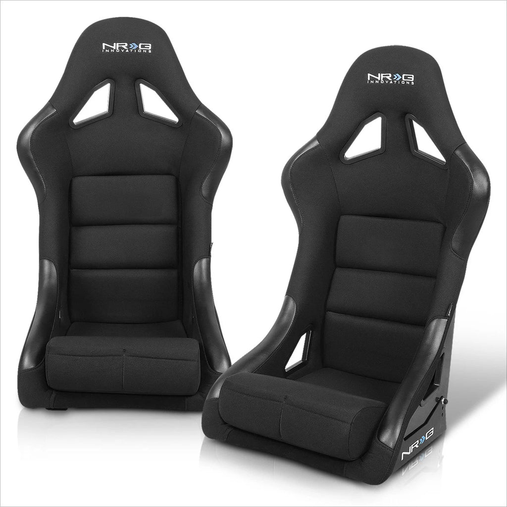 2X Fixed Back Racing Bucket Seat + Side Bracket for NRG Innovation (FRP-330)