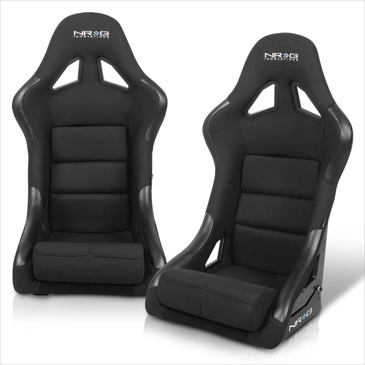 2X Fixed Back Racing Bucket Seat + Side Bracket for NRG Innovation (FRP-330)