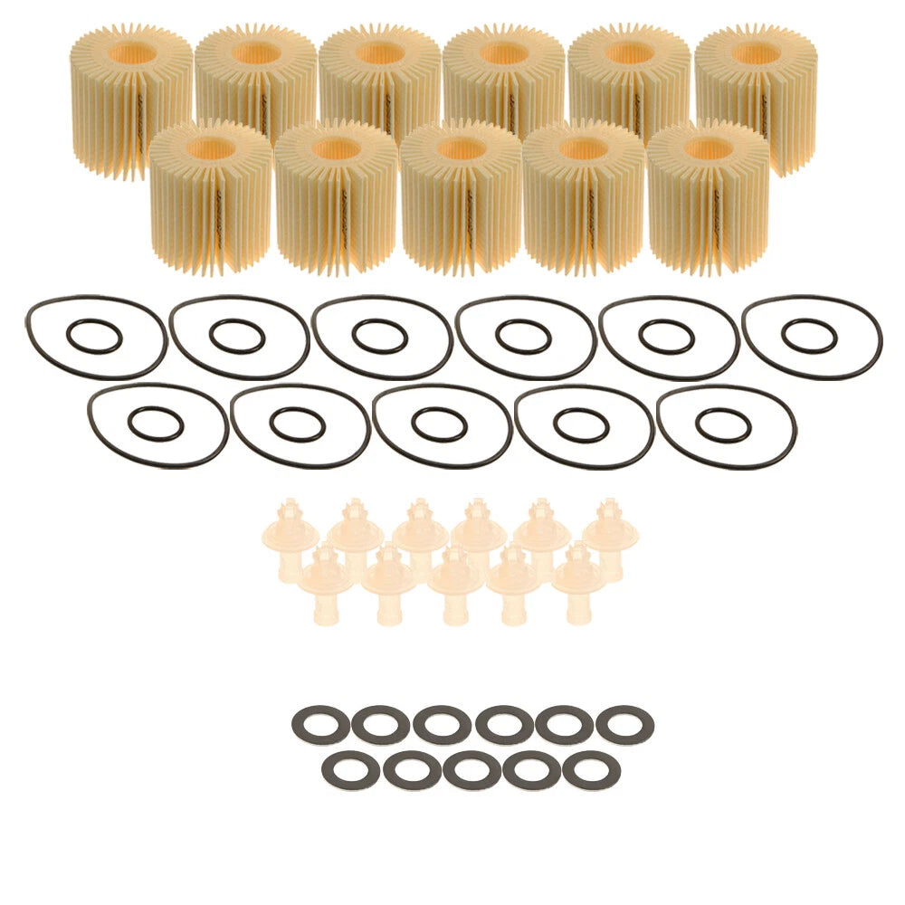 Set of 11 Engine Oil Filters and Gaskets for Toyota Scion Lexus