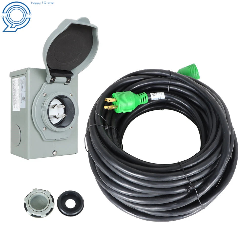25Ft Generator Extension Power Cord L14-30 for Power Inlet Box