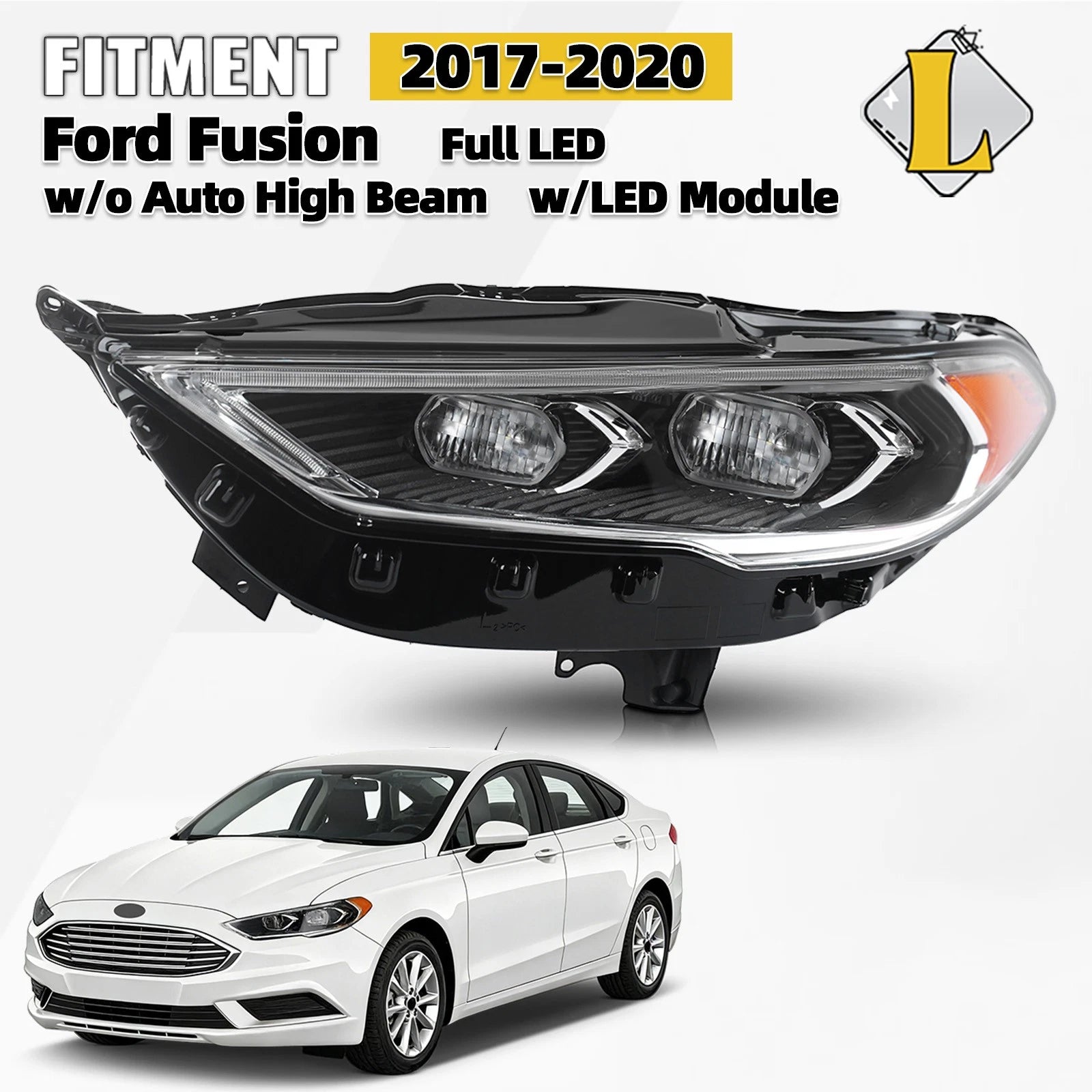Full LED Headlight Projector for Ford Fusion (2017–2020)
