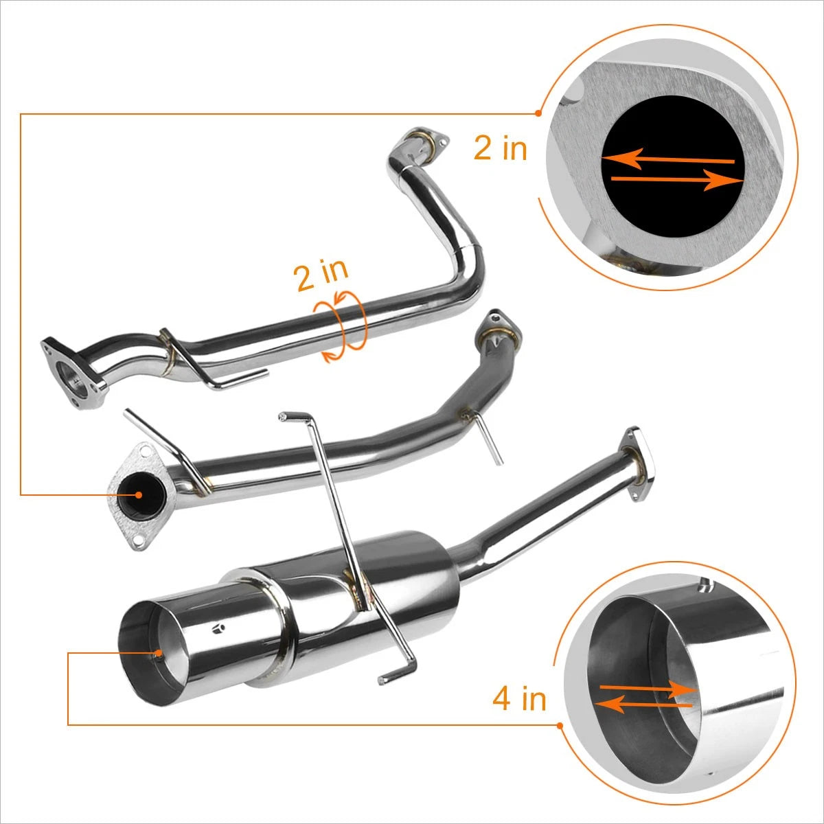 4" Tip Muffler Performance Catback Exhaust for Honda CR-Z ZF1 (2011–2015)