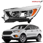 Headlight Assembly for Ford Escape (2017–2019) Halogen Chrome Left Side