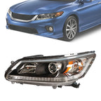 Headlight Assembly Driver Left for Honda Accord (2013–2015) Black Housing