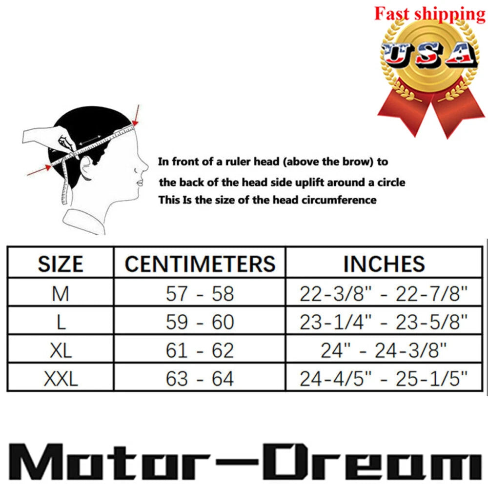 Full Face Dual Visor Helmet for DOT Modular Motorcycle (Adult)