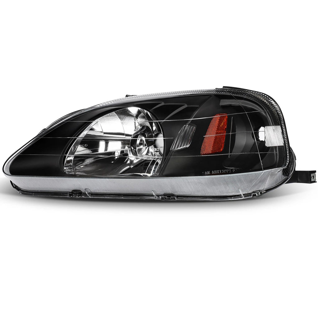 Headlight Assembly for Honda Civic (1999–2000) Black Light Pair