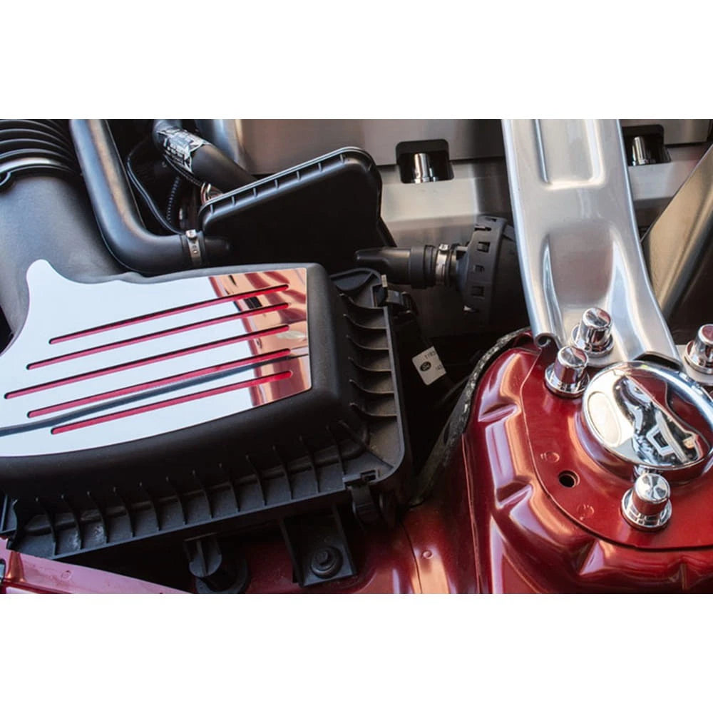 Polished Air Box Accent Plate with Vinyl Inlay for 2015–2016 Mustang GT