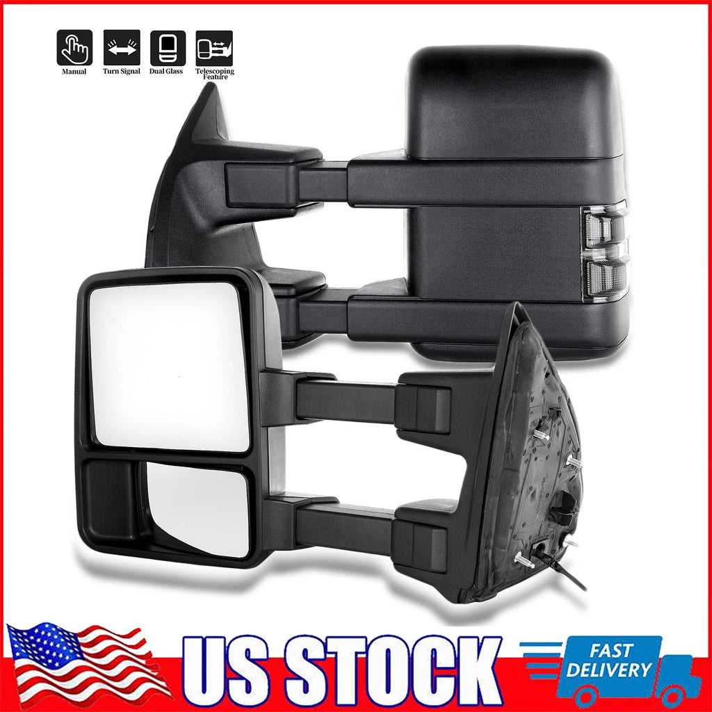 Set of 2 Tow Manual Signal Mirrors for Ford F250 F350 F450 F550 Super Duty