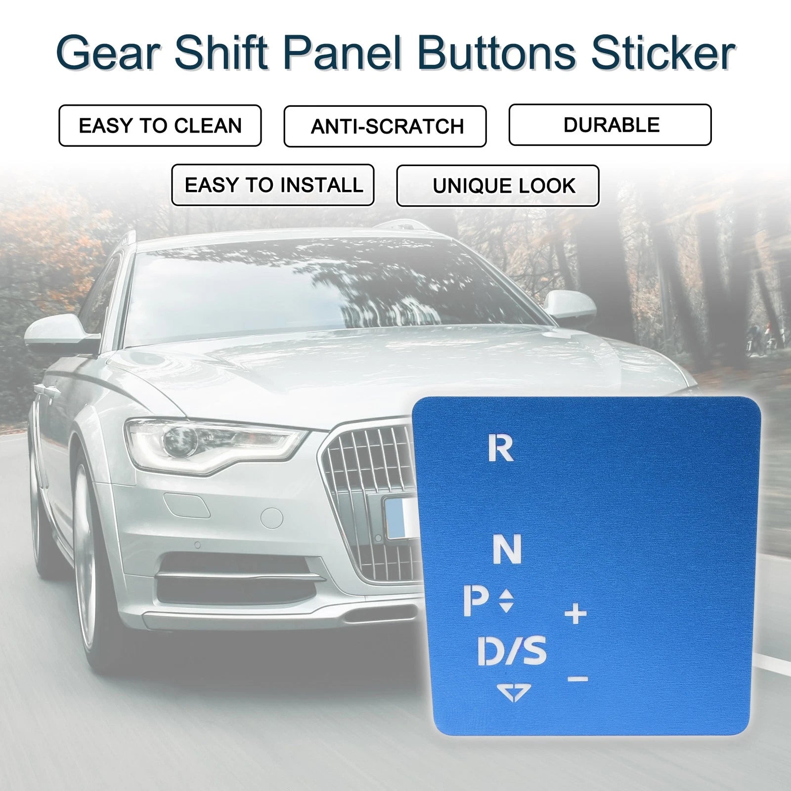 Gear Shift Panel Buttons Sticker for Audi A6 S6 A7 S7 Q7 SQ7 (2020–2023) Blue