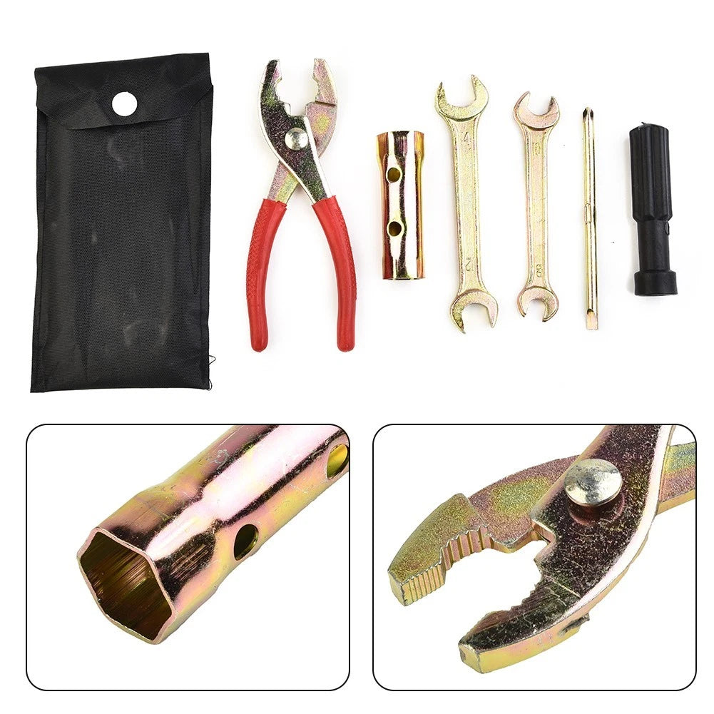 5-Piece Motorcycle Tool Kit with Spanner, Wrench, Screwdriver, Pliers