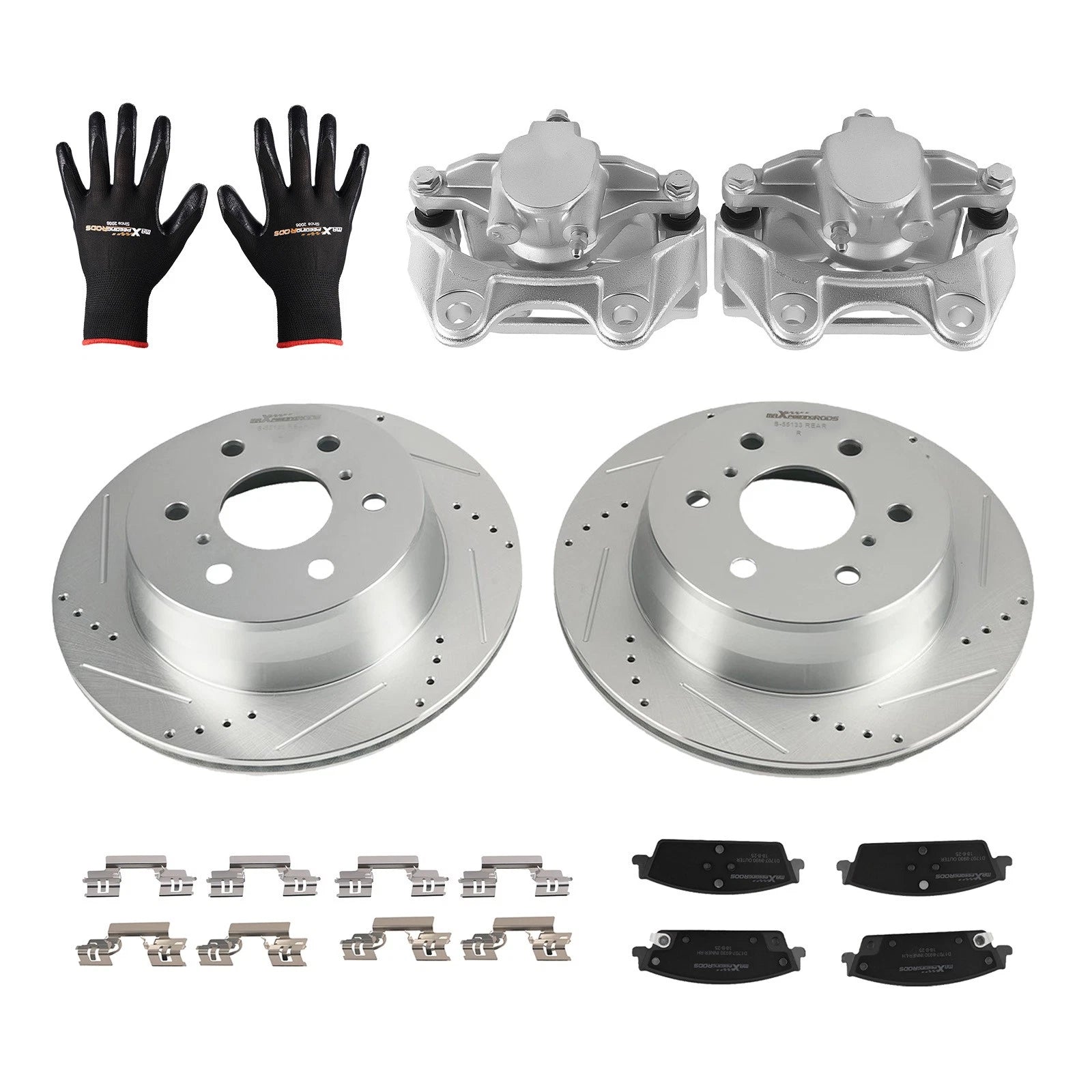 Rear Brake Rotors and Calipers with Pads for Chevy Silverado 1500 (2014–2018)