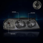 Smoked Housing Clear Corner Signal Headlight Lamps Pair for Chevy Impala (2000–2005)