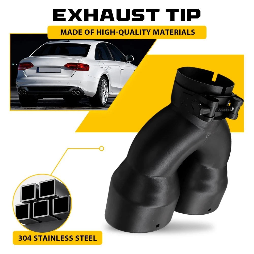 Stainless Steel Dual Pipe Exhaust Tip 2.5" In 7" Out 8.5" Long