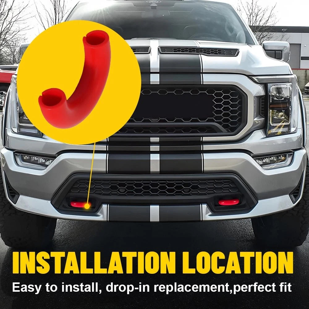 2X Red D-Ring Tow Hook Covers for Ford F150 (2004–2024)