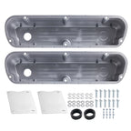 Polished Aluminum Finned Valve Cover Set for Ford 289 302 351W (1962–1985)