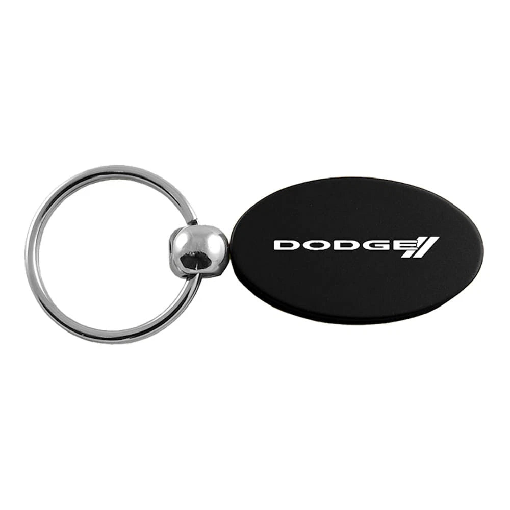 Stripe Logo on Black Oval Keychain - Officially Licensed for Dodge