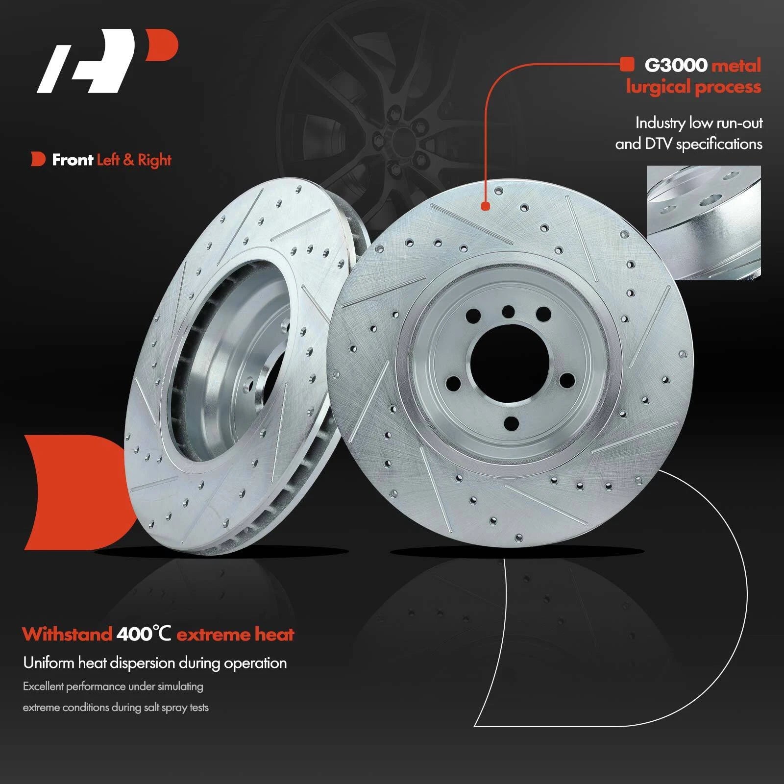 Front Drilled Brake Rotors for BMW 335i 2007-2013