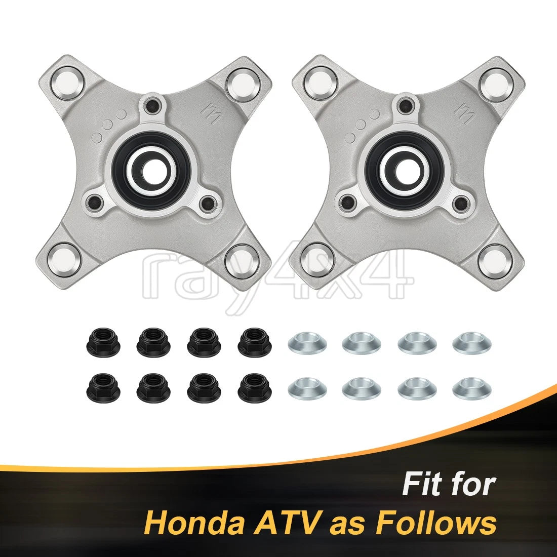 2X Front Wheel Hubs & Flange Lug Nuts for Honda TRX400EX Sportrax (2002–2008)