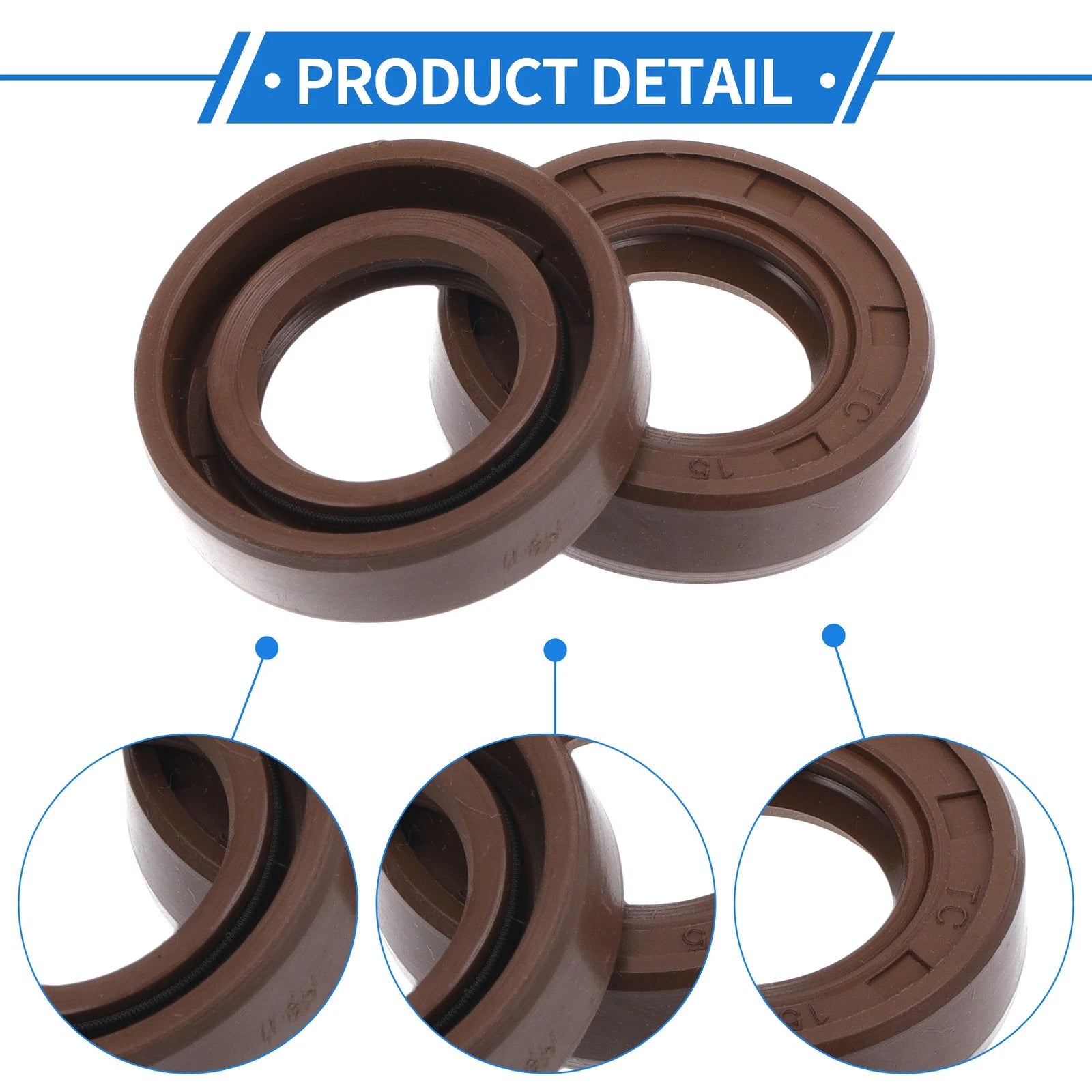 Set of 2 Oil Seal Rotary Shaft Seal FKM Rubber 15x26x7mm