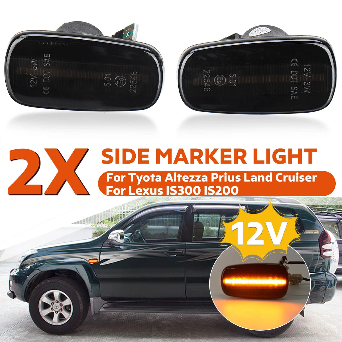 2X Full LED Side Marker Light for Lexus IS200 IS300 LS430 Scion xB xA